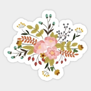 Woodland Flowers - Black Sticker